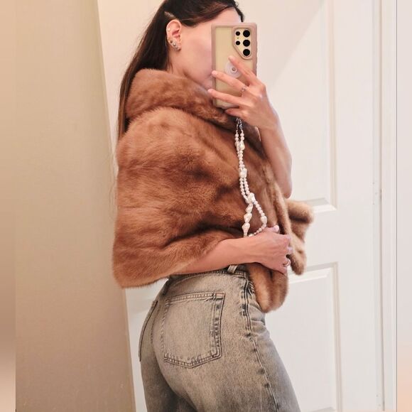Vintage Nicholas Ungar Real Mink Fur Stole Cape - Picture 2 of 10
